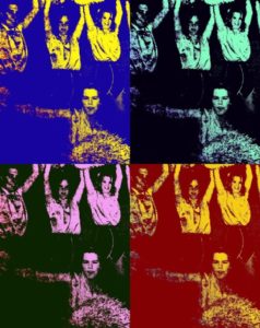 Cheerleader im Pop Art Style Cheerleader mit Pompons